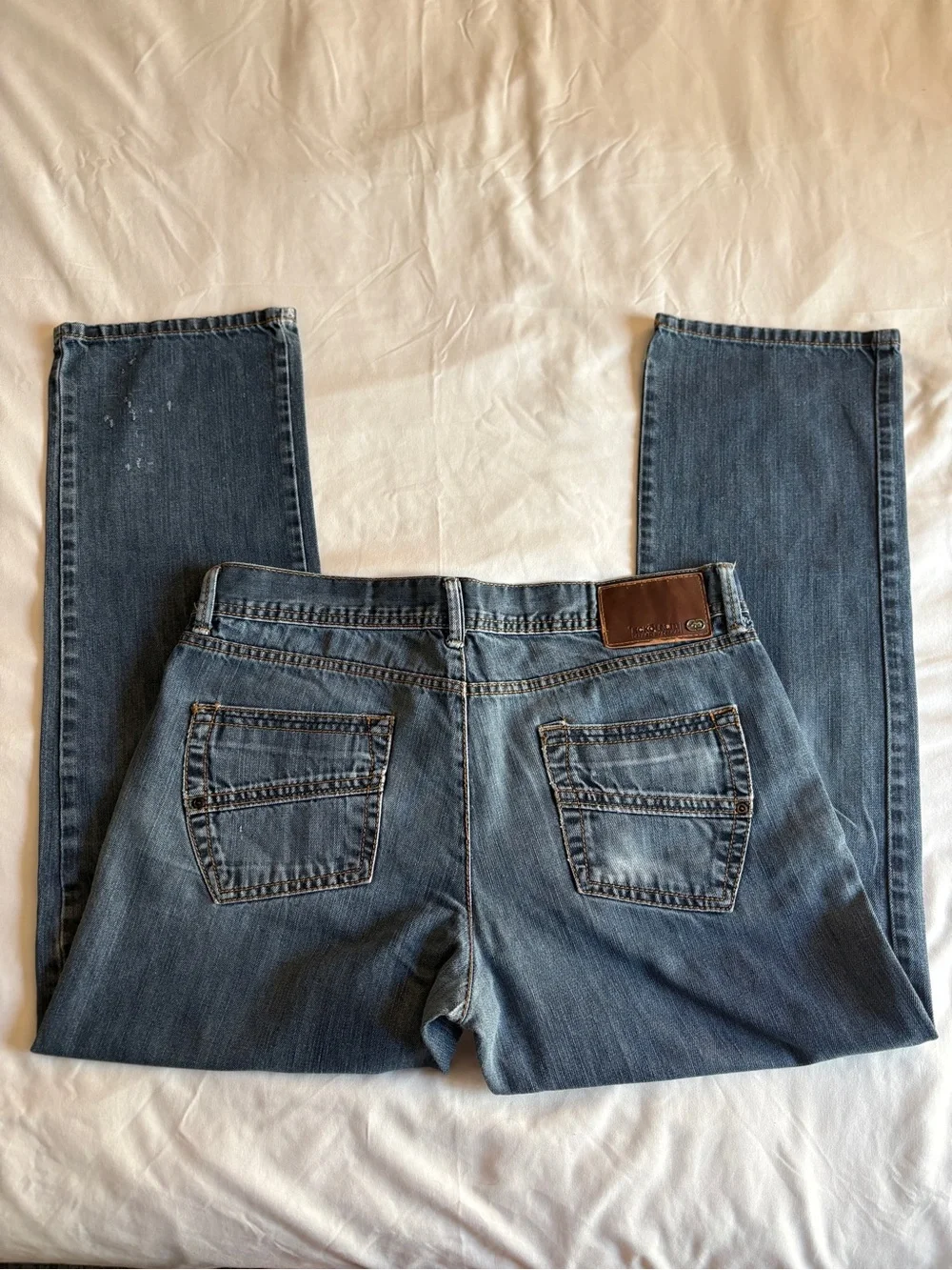 Ecko Unlimited Light Wash Straight Leg Jeans Streetwear Y2K Hip Hop Menswear